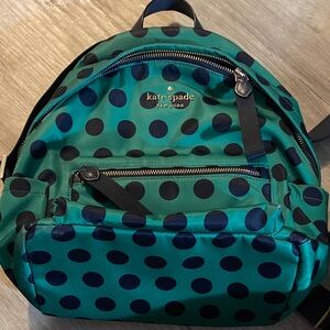 Kate Spade Teal and Navy Polka Dot Backpack